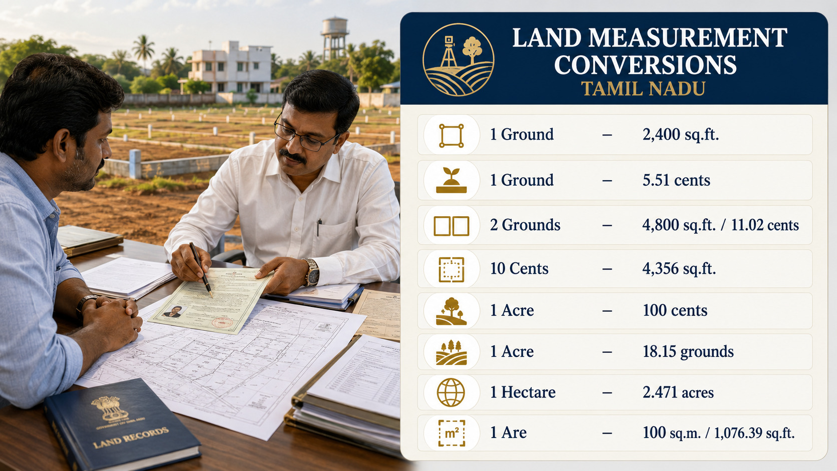 Land Measurement Units in Tamil Nadu: Ground, Cent, Acre, Hectare ...